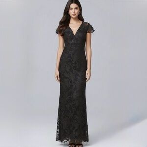 NWT Black Lace V-Neck Gown, Romantic, Darkcore